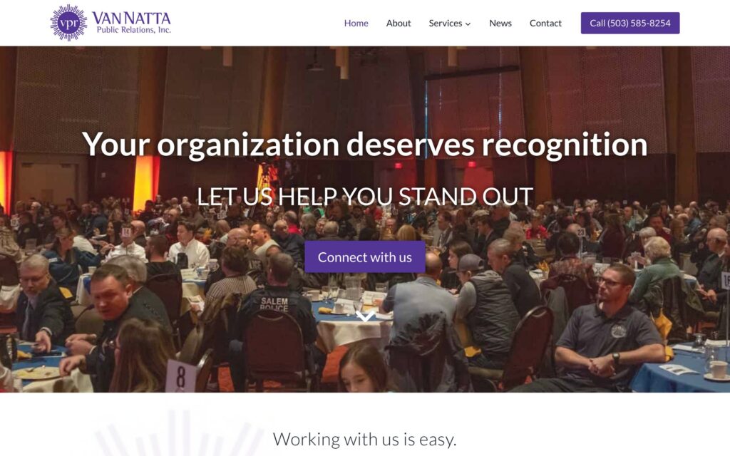 VanNatta Public Relations website homepage