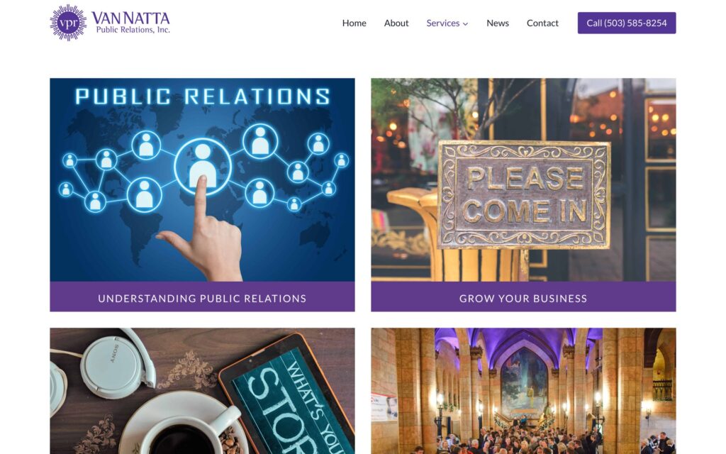 VanNatta Public Relations website services page