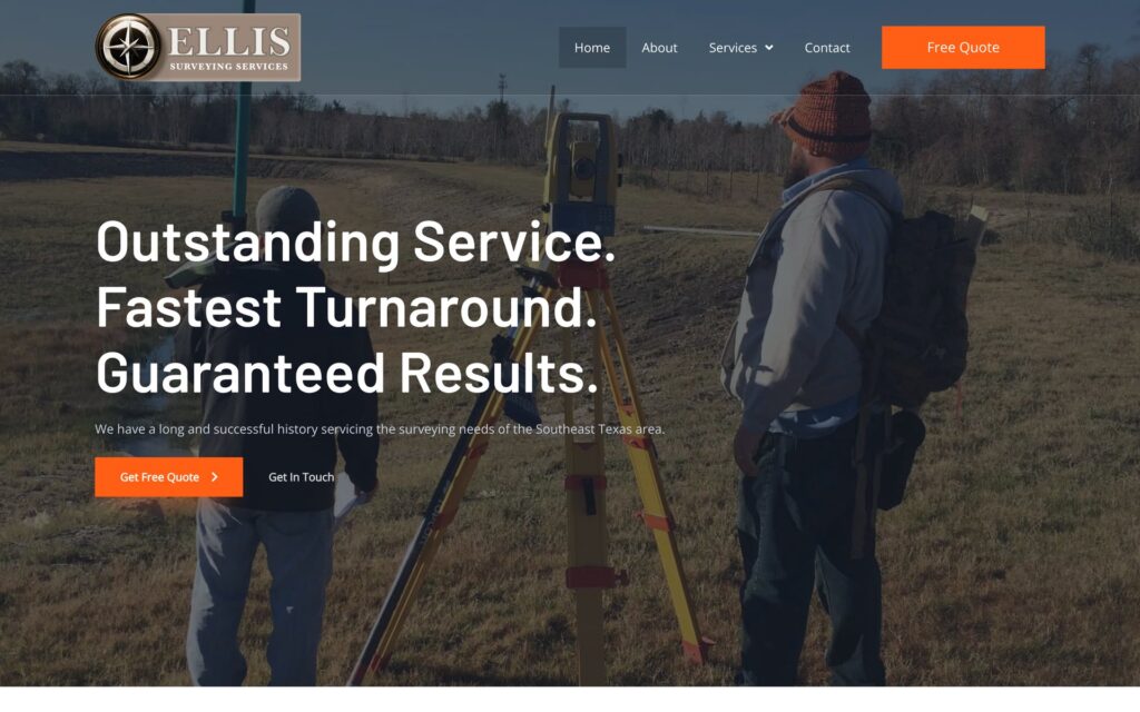 Ellis Surveying Services website homepage