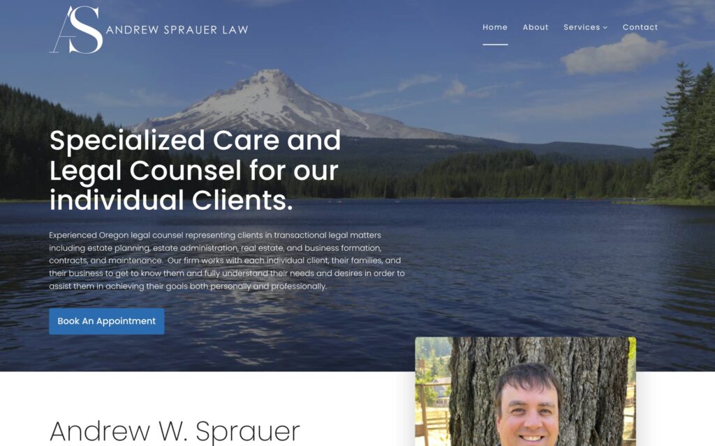 Andrew Sprauer Law website homepage