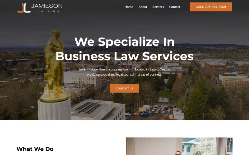 Jamieson Law Firm website homepage