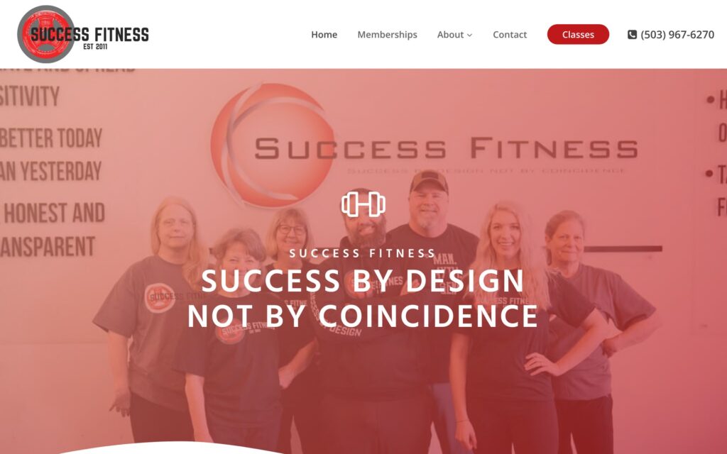 Success Fitness website homepage