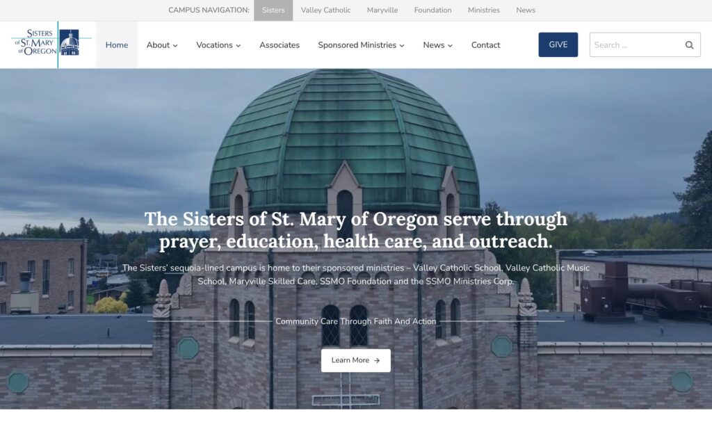 Sisters of St. Mary of Oregon website homepage