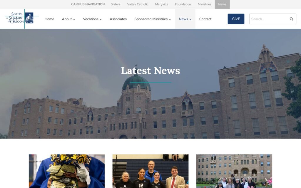 Sisters of St. Mary of Oregon website news page