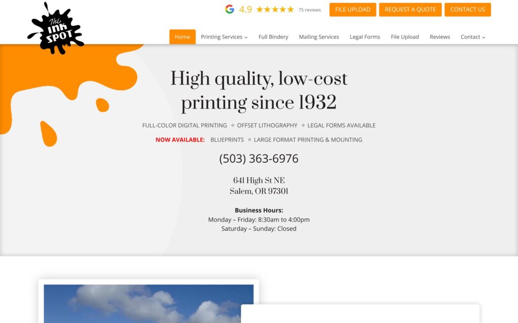 The Ink Spot website homepage