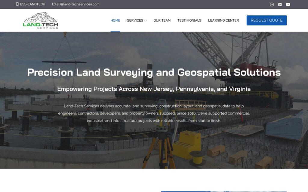 Land-Tech Services website homepage