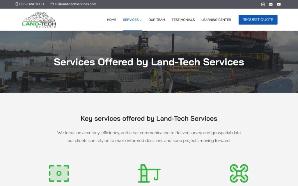 Land-Tech Services website services page