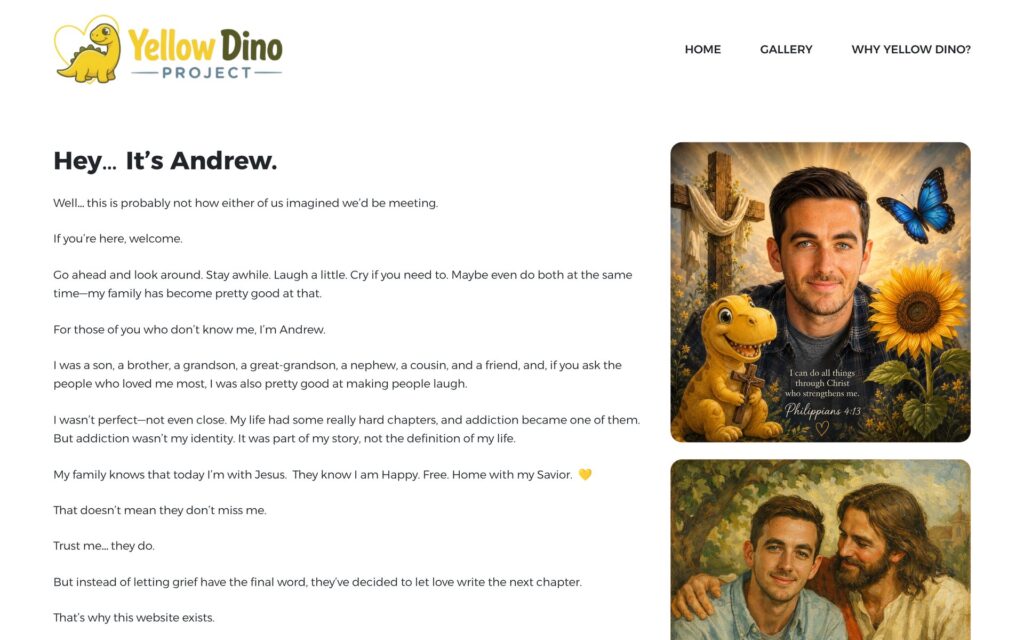 Yellow Dino Project website homepage