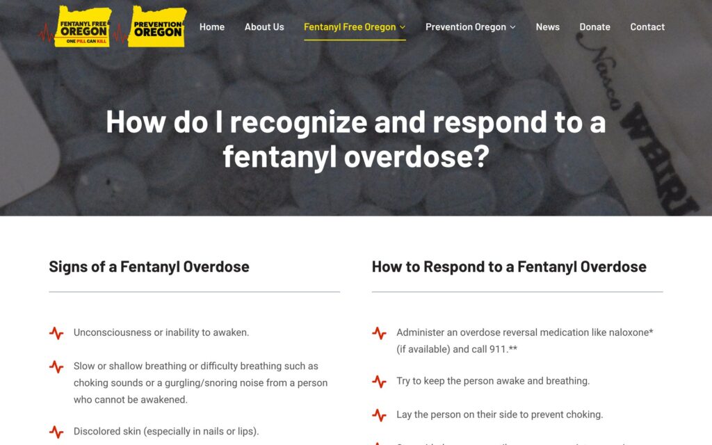 Fentanyl-Free Oregon website overdose response page