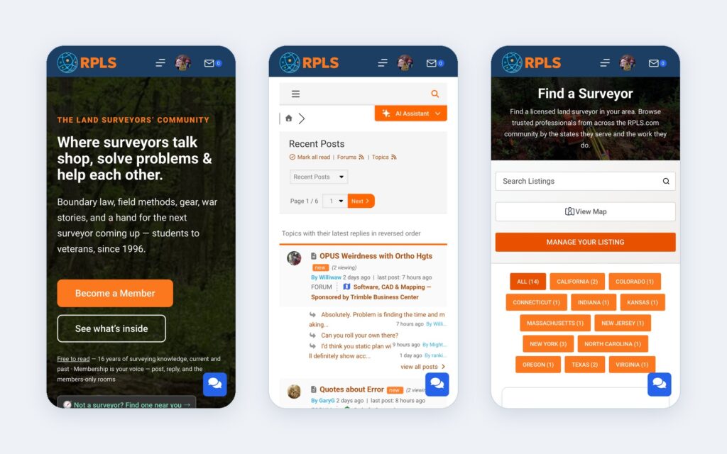 RPLS.com website shown on three phone screens