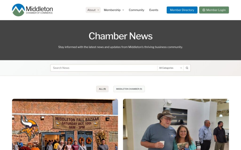 Middleton Chamber of Commerce website news page