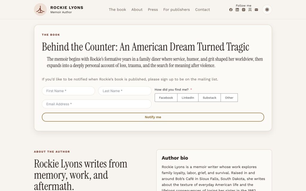Rockie Lyons website book section